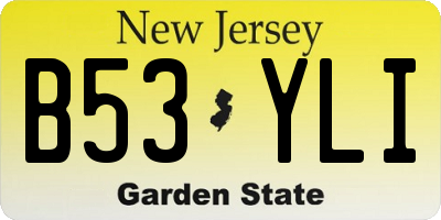 NJ license plate B53YLI