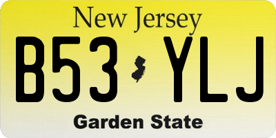 NJ license plate B53YLJ