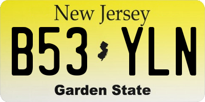 NJ license plate B53YLN