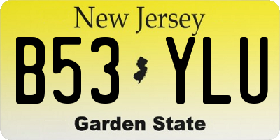 NJ license plate B53YLU