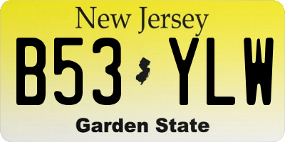 NJ license plate B53YLW