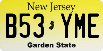 NJ license plate B53YME
