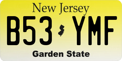 NJ license plate B53YMF