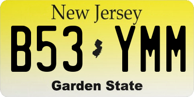 NJ license plate B53YMM