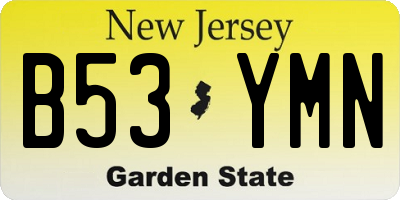 NJ license plate B53YMN
