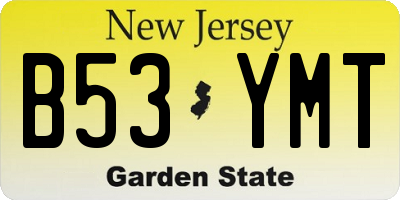 NJ license plate B53YMT