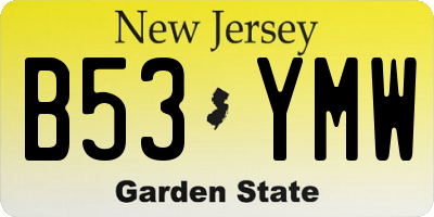 NJ license plate B53YMW