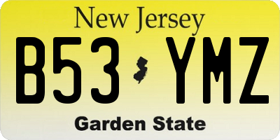 NJ license plate B53YMZ
