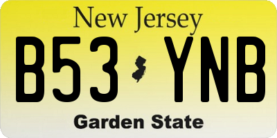NJ license plate B53YNB