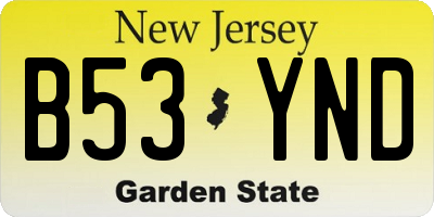 NJ license plate B53YND