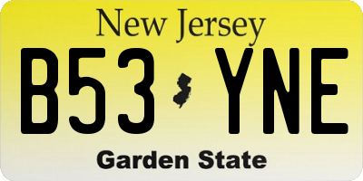 NJ license plate B53YNE