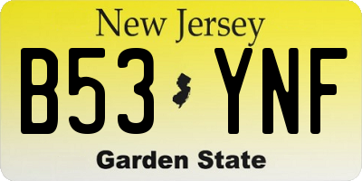 NJ license plate B53YNF