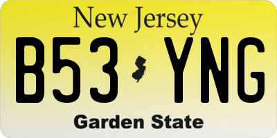 NJ license plate B53YNG