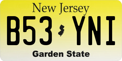 NJ license plate B53YNI