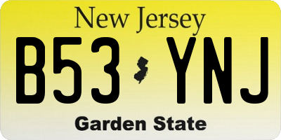 NJ license plate B53YNJ
