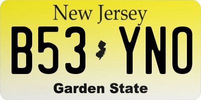 NJ license plate B53YNO