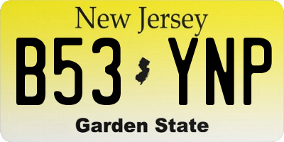 NJ license plate B53YNP