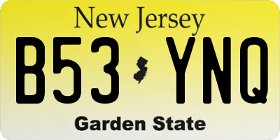 NJ license plate B53YNQ