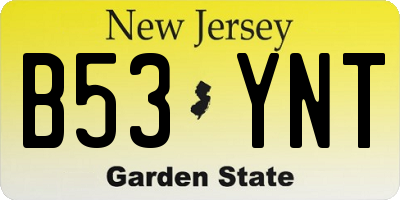 NJ license plate B53YNT