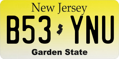 NJ license plate B53YNU
