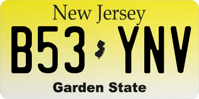NJ license plate B53YNV