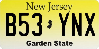 NJ license plate B53YNX