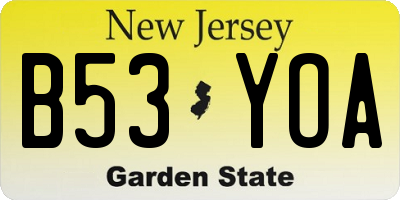 NJ license plate B53YOA