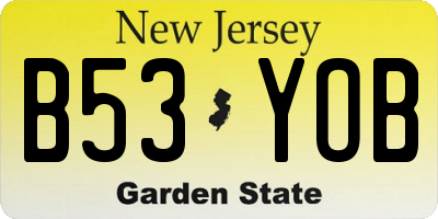 NJ license plate B53YOB