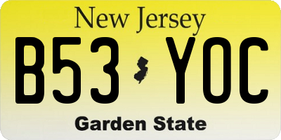 NJ license plate B53YOC