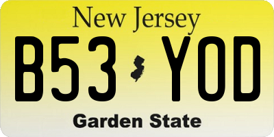 NJ license plate B53YOD