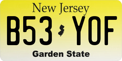 NJ license plate B53YOF
