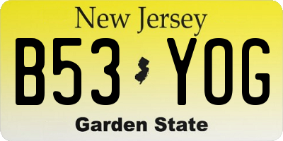 NJ license plate B53YOG