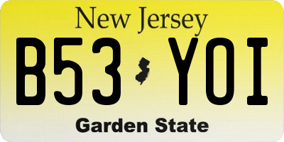 NJ license plate B53YOI
