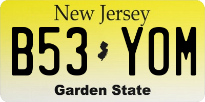 NJ license plate B53YOM