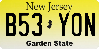 NJ license plate B53YON
