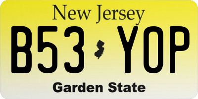 NJ license plate B53YOP
