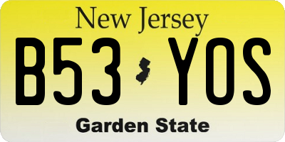 NJ license plate B53YOS