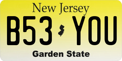 NJ license plate B53YOU