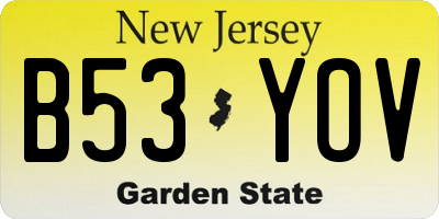NJ license plate B53YOV