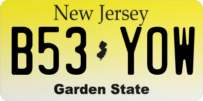NJ license plate B53YOW