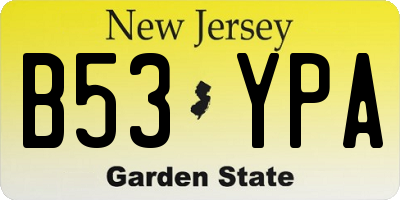 NJ license plate B53YPA