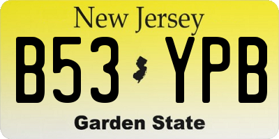 NJ license plate B53YPB