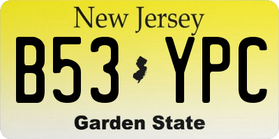 NJ license plate B53YPC