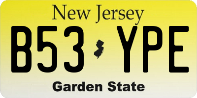 NJ license plate B53YPE