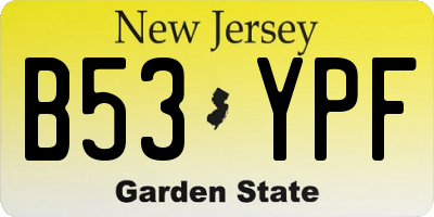 NJ license plate B53YPF