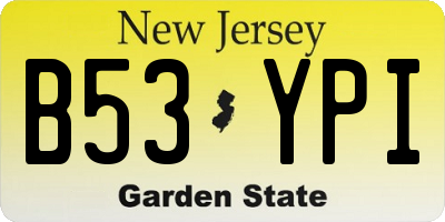 NJ license plate B53YPI