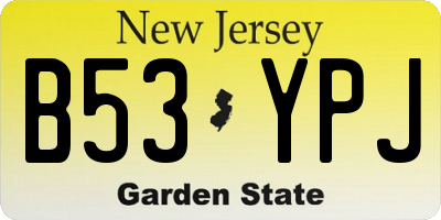 NJ license plate B53YPJ