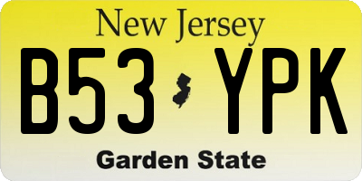 NJ license plate B53YPK