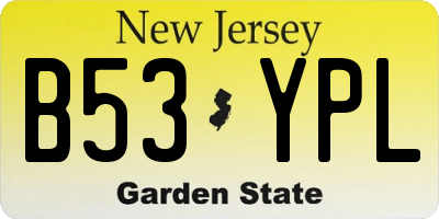 NJ license plate B53YPL