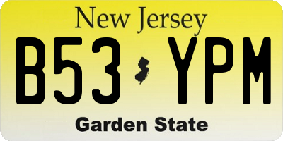 NJ license plate B53YPM